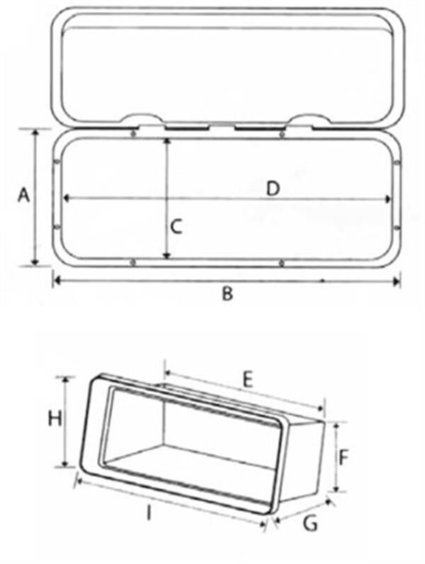 Trem Su Geçirmez Plastik Kapak Dikdörtgen Kutulu 243x607 mm