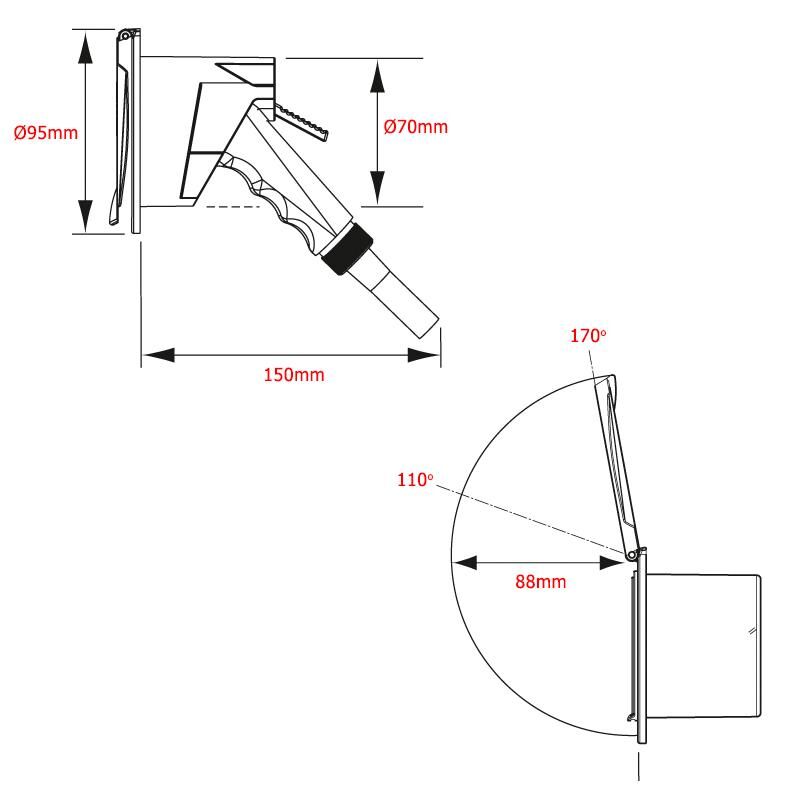 Krom Duş Yuvası, 3 m Hortumlu, Kapaklı, Krom