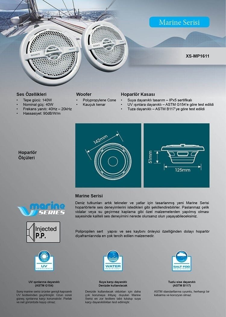Sony  Xs-Mp1611  16  Cm  140  Watt  Marine  Hoparlör