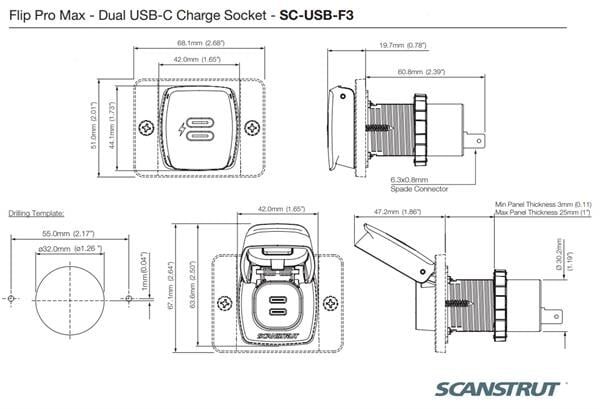 Flip Pro Max SC-USB-F3 Çiftli Type-C