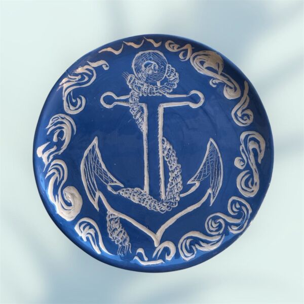El Yapımı Seramik Tabak Marin serisi çapa 1922