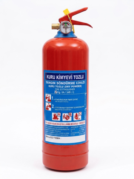 Galata 2 KG Kuru Kimyevi Tozlu Yangın Söndürme Cihazı - 8A / 34B / C Yüksek Performanslı Yangın Tüpü