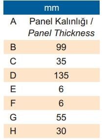 Mobella kanatlı tip kapı kilidi