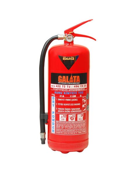 Galata 6 KG Kuru Kimyevi Tozlu Yangın Söndürme Cihazı - 21A / 113B / C Yüksek Kapasiteli Yangın Tüpü