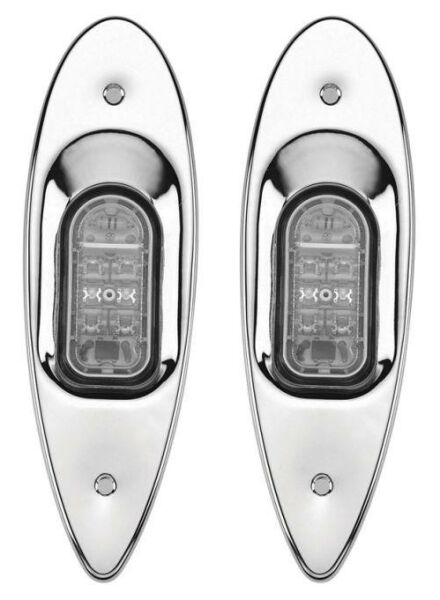 Burun Seyir Feneri 12V - Led İskele+Sancak Gömme Krom Takım