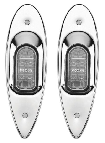 Burun Seyir Feneri 12V - Led İskele+Sancak Gömme Krom Takım