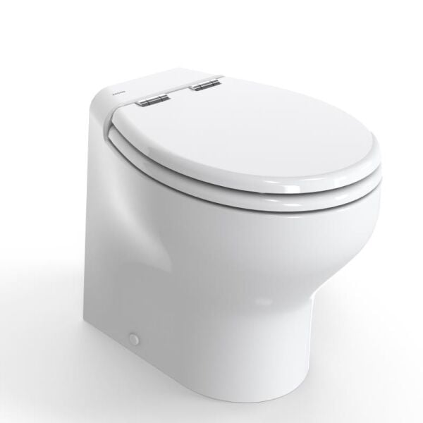 Tecma Silence Plus 2G Elektrikli Marin Tuvalet 24V – Yavaş Kapanır Kapak Taharet Musluklu