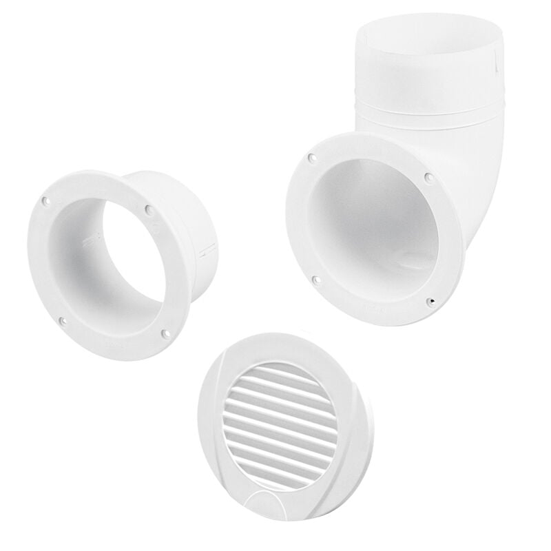 Ventilator Connector, Straight, Ø102mm, White