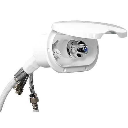 Duş Yuvası, Duş Başlığı ve Soğuk Su Musluklu, 3 m Hortumlu, Kapaklı, Beyaz