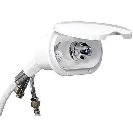 Duş Yuvası, Duş Başlığı ve Soğuk Su Musluklu, 3 m Hortumlu, Kapaklı, Beyaz