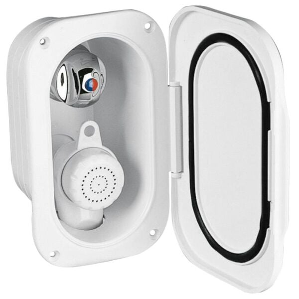 Duş Yuvası, Sıcak/Soğuk Musluklu, Conta ve Kapaklı, Beyaz