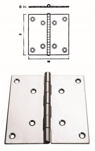 Menteşe Paslanmaz Çelik 100x100x2 mm