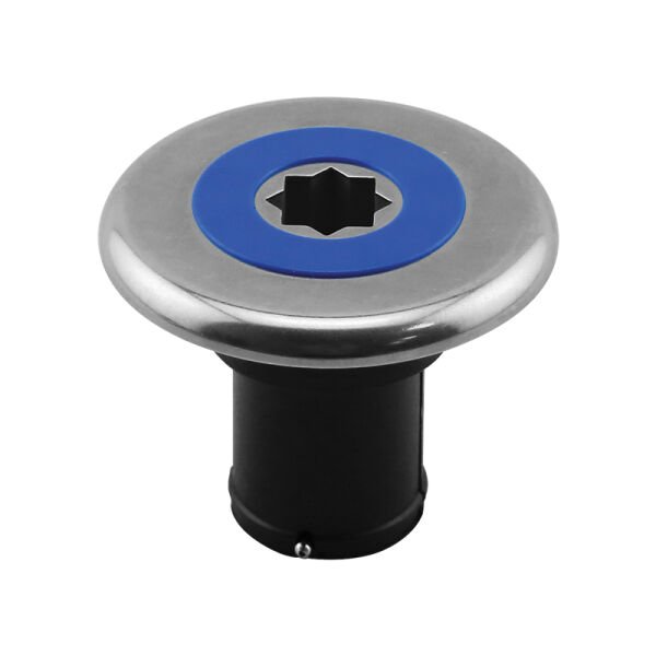 INOX Dolum Ağzı Ø38mm, Mavi kapaklı, Su için, Siyah Gövde