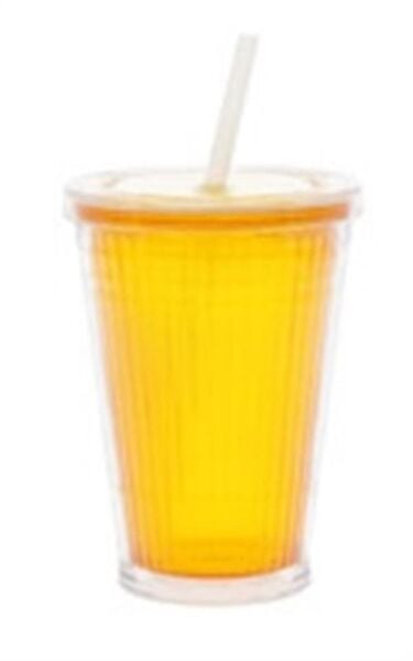 Gimex büyük bardak, pipetli sarı